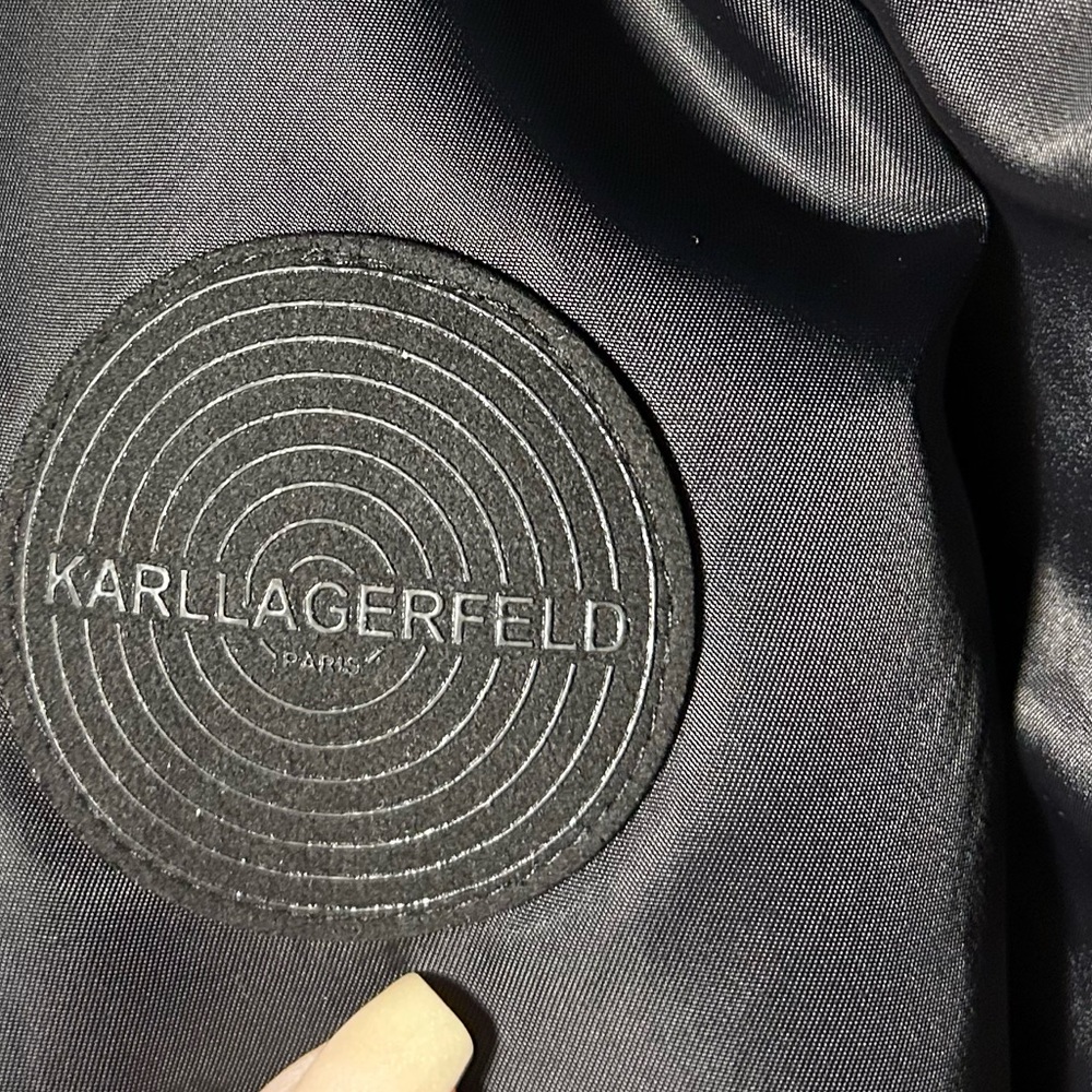 Karl Lagerfeld Paris Men's Exposed Pocket Black Bomber Jacket - Picture 6 of 14